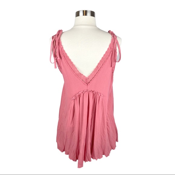Maronie x Anthropologie Coral Tie Up Mini Dress - Size Medium - Picture 3 of 4